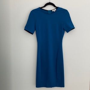 Stretch blue fitted sheath dress